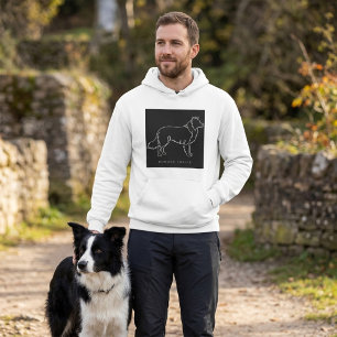 Minimalistisk Border Collie Linje Konst Hund Grafi Hoodie