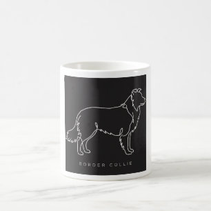 Minimalistisk Border Collie Linje Konst Hund Grafi Kaffemugg