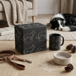 Minimalistisk Border Collie Linje Konst Hund Grafi Presentpapper