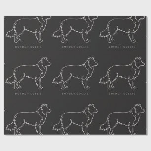 Minimalistisk Border Collie Linje Konst Hund Grafi Presentpapper