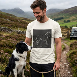 Minimalistisk Border Collie Linje Konst Hund Grafi T Shirt