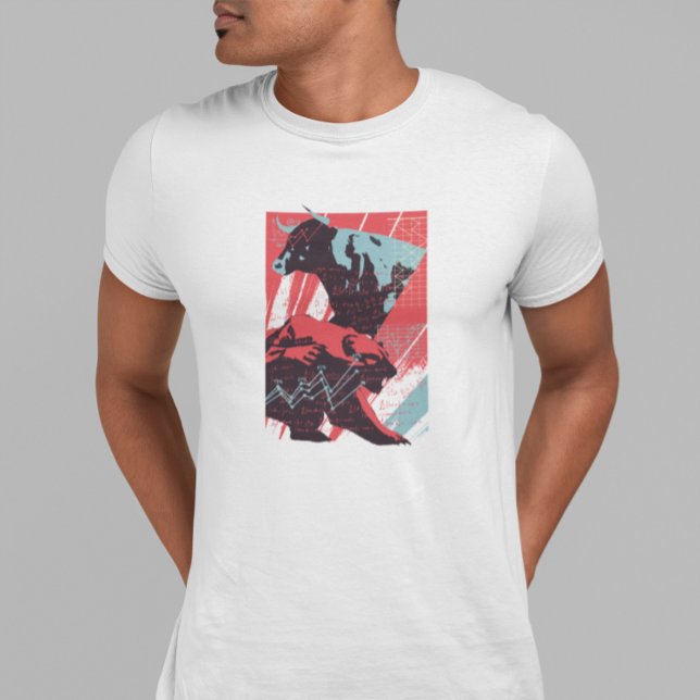 Minimalistisk börs tjur och björn diagram t shirt (Minimal Stock Market Bull Bear Chart T-Shirt)