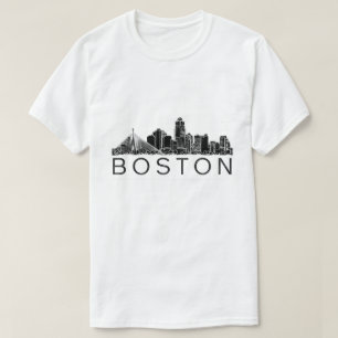 minimalistisk Boston-silhuett Bostons stads-silh T Shirt