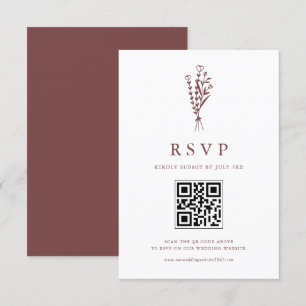 Minimalistisk botanicals Mauve Bröllop QR-kod OSA Kort