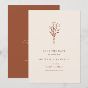 Minimalistisk botanik Bouquet Terracotta QR-kod Spara Datumet