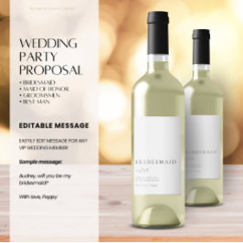 Minimalistisk botanik Bridesmaid Frieri Vin Labe Vinflaska Etikett