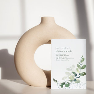 Minimalistisk botanik Greenery Eucalyptus Bröllop Inbjudningar
