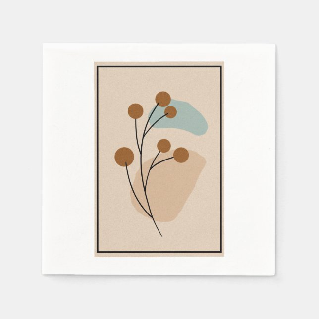 Minimalistisk Botanisk Abstrakt Natur Estetik Pappersservett (Framsidan)