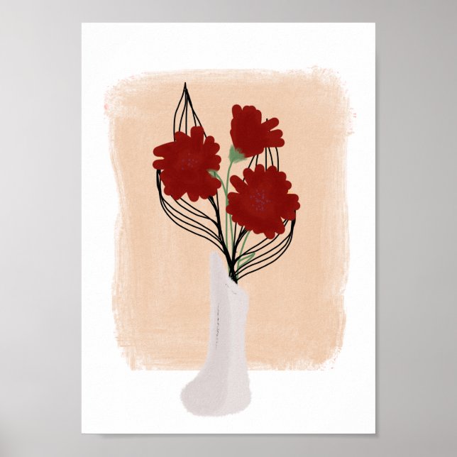 Minimalistisk botanisk akvarellblomma i vastryck poster (Framsidan)