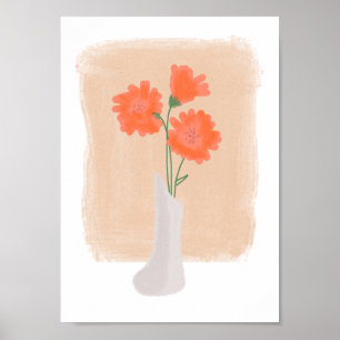 Minimalistisk botanisk akvarellblomma i vastryck poster