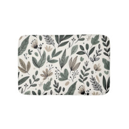Minimalistisk botanisk blad- och knoppdesign badrumsmatta