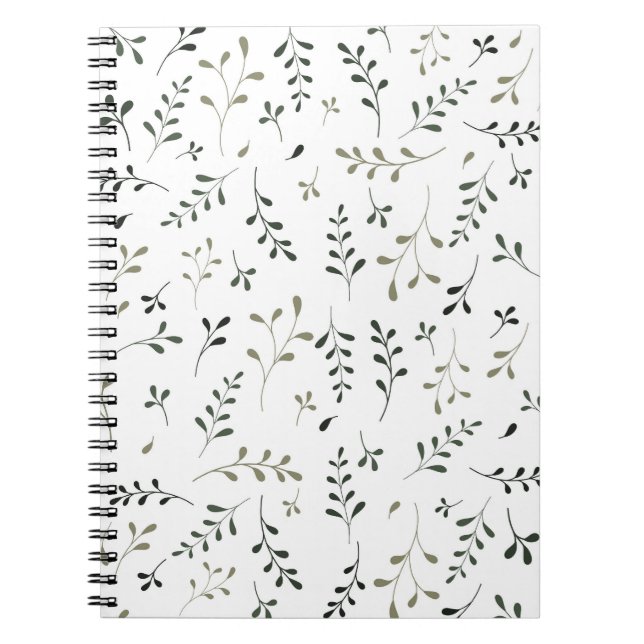Minimalistisk botanisk bladform i salvia grön anteckningsbok (Framsidan)