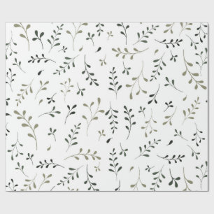 Minimalistisk botanisk bladform i salvia grön presentpapper