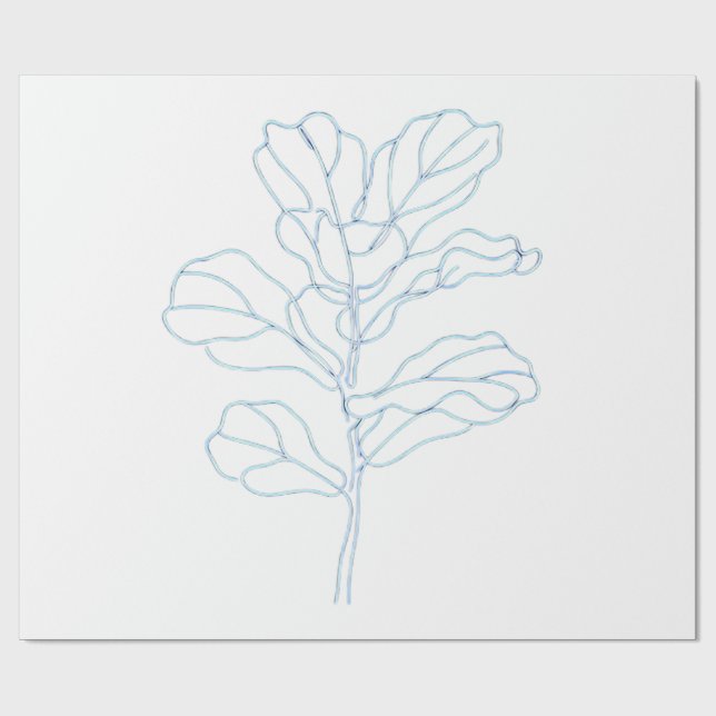 Minimalistisk botanisk bladlinjekonst inslagningsp presentpapper (Platt)