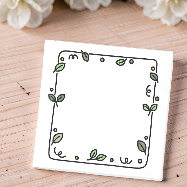 Minimalistisk botanisk bladram | Söt handritad Post-it Block (Skapare uppladdad)