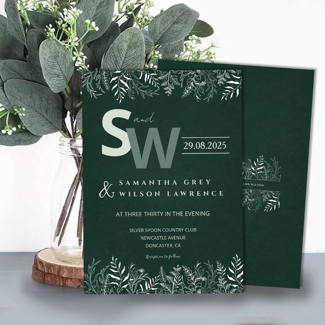 Minimalistisk botanisk bladrik bröllopsinbjudan inbjudningar (Skapare uppladdad)