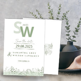 Minimalistisk Botanisk Bladrik Spara Datum Inbjudningar