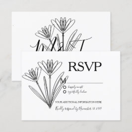 Minimalistisk botanisk blomlinjekonst bröllop RSVP Inbjudningar