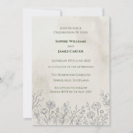 Minimalistisk botanisk blommande bröllopsinbjudan inbjudningar