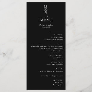 Minimalistisk botanisk Blommigt Bröllop Menu Meny
