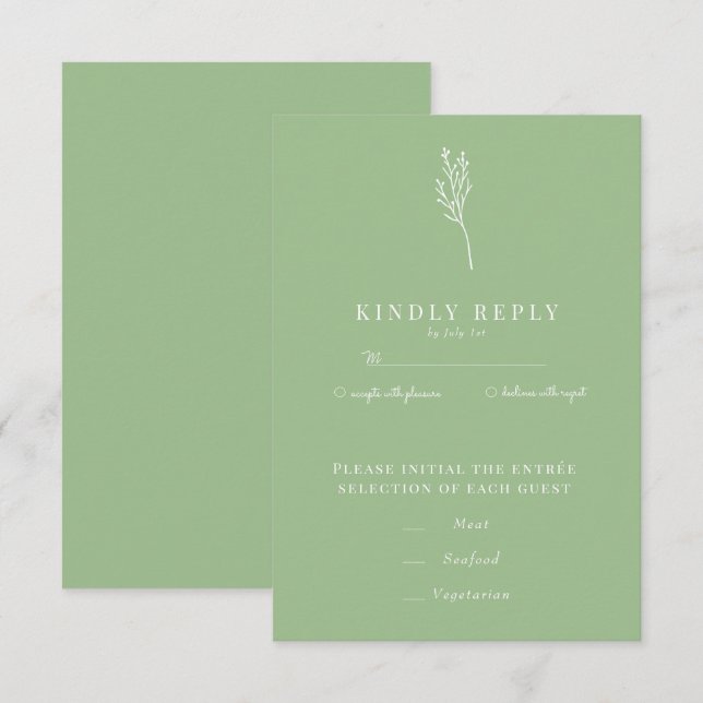 Minimalistisk botanisk Blommigt | Flower Chic Bröl OSA Kort (Fram/baksida)