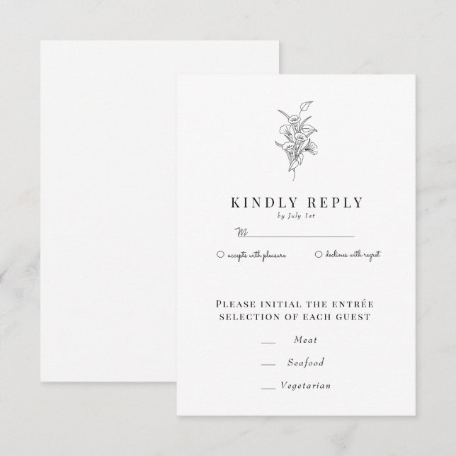 Minimalistisk botanisk Blommigt | Flower Chic Bröl OSA Kort (Fram/baksida)