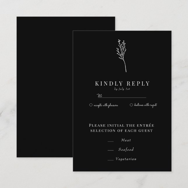 Minimalistisk botanisk Blommigt | Flower Chic Bröl OSA Kort (Fram/baksida)