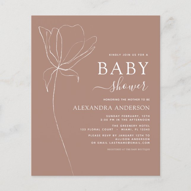 Minimalistisk botanisk Blommigt för budgeterade ba Flygblad (Framsidan)