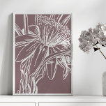 Minimalistisk botanisk Blommigt Line Teckning Artw Poster<br><div class="desc">En underbar,  modern linje teckning i en söt blomma i dammiga plommon</div>