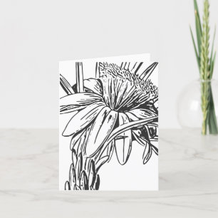 Minimalistisk botanisk Blommigt Line Teckning Artw Tack Kort