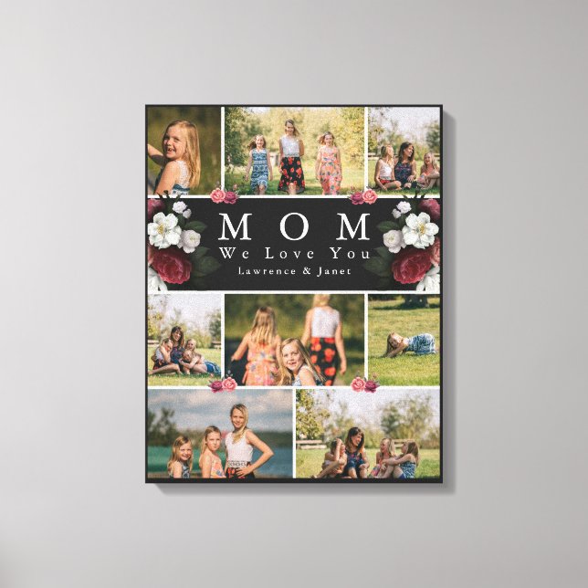 Minimalistisk botanisk Blommigt Mamma 8 Fotokollag Canvastryck (Framsida)