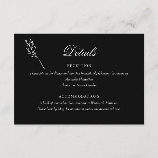 Minimalistisk botanisk Blommigt | Uppgifter om Brö Tilläggskort (Framsida)