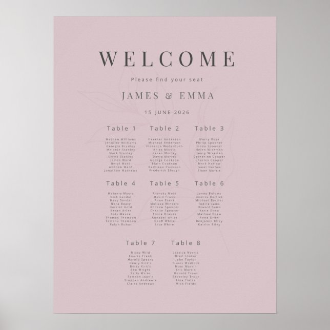 Minimalistisk Botanisk Bröllop (8) Dammig Ros Poster (Framsidan)