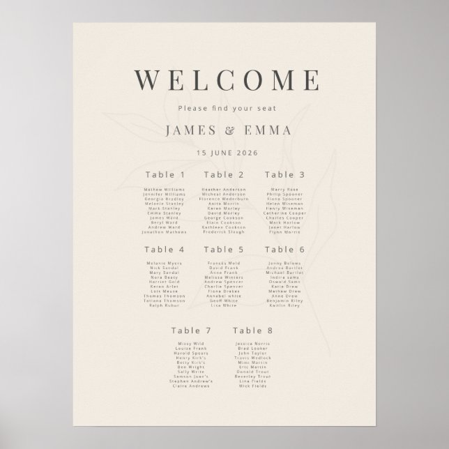 Minimalistisk botanisk bröllop (8) Mjuk beige Poster (Framsidan)