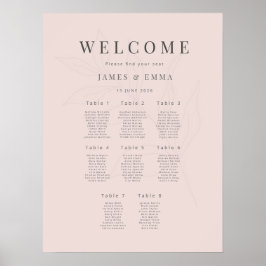 Minimalistisk Botanisk Bröllop (8) Varm Rodnad Poster