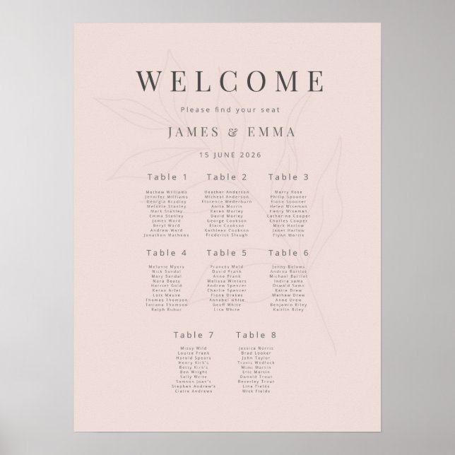 Minimalistisk Botanisk Bröllop (8) Varm Rodnad Poster (Framsidan)