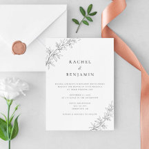 Minimalistisk botanisk bröllop elegant svart vit 