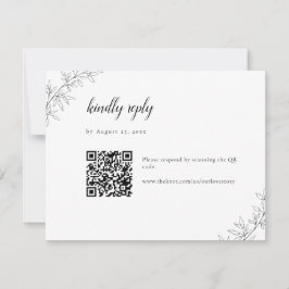 Minimalistisk botanisk bröllopps-elegant QR-kod OSA Kort