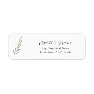 Minimalistisk Botanisk Bröllopslux Returadress Etikett