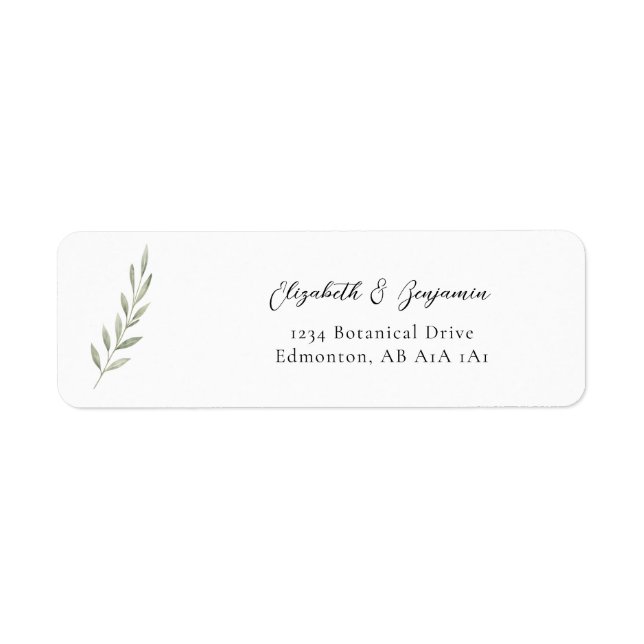 Minimalistisk Botanisk Bröllopslux Returadress Etikett (Framsidan)