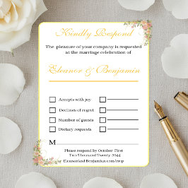 Minimalistisk Botanisk Bröllopssvarskort  OSA Kort