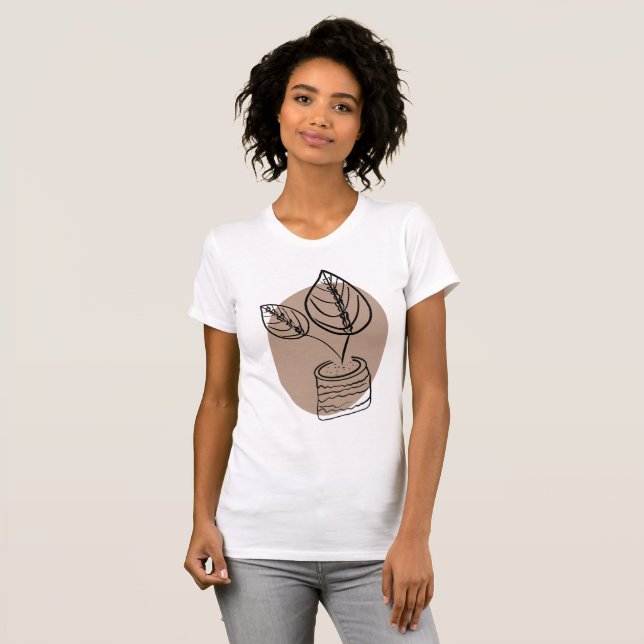 Minimalistisk Botanisk Calathea Växtkonst T Shirt (Hel framsida)