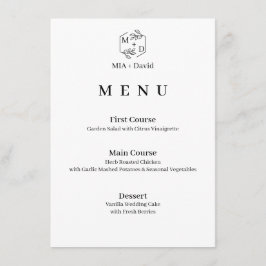 Minimalistisk Botanisk Elegant Monogram Bröllop Meny