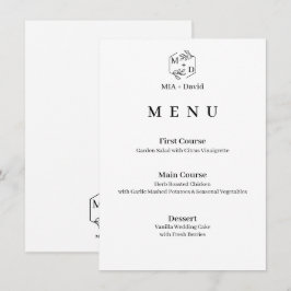 Minimalistisk Botanisk Elegant Monogram Bröllop Meny