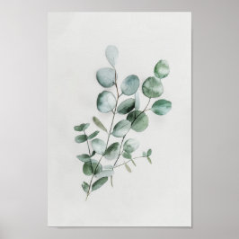Minimalistisk botanisk eukalyptus i vattenfärg poster