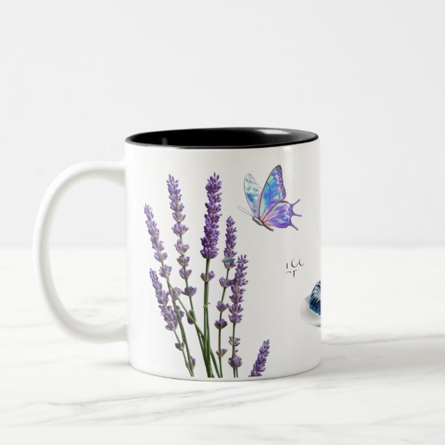 Minimalistisk botanisk glöd persikof Blom Två-Tonad Mugg (Vänster)