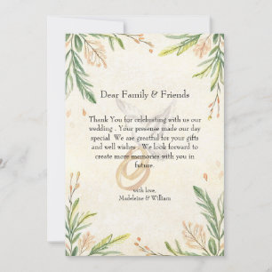 Minimalistisk botanisk grey Dove & Ring Bröllop Tack Kort