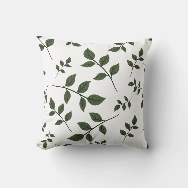 Minimalistisk botanisk gröna blad estetisk kast  kudde (Framsida)