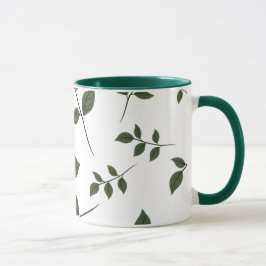 Minimalistisk botanisk gröna blad Tvåtons kaffekop Mugg