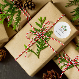 Minimalistisk botanisk grönska i akvarell runt klistermärke